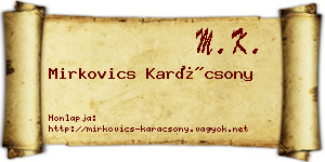 Mirkovics Karácsony névjegykártya
